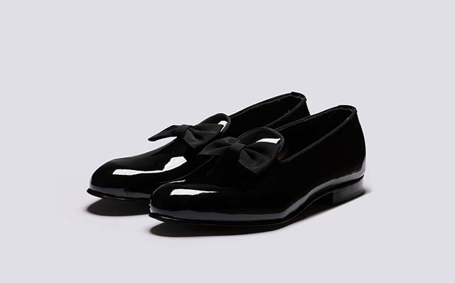Grenson Dress Slipper Mens Slip On Shoes in Black Patent Leather GRS114287